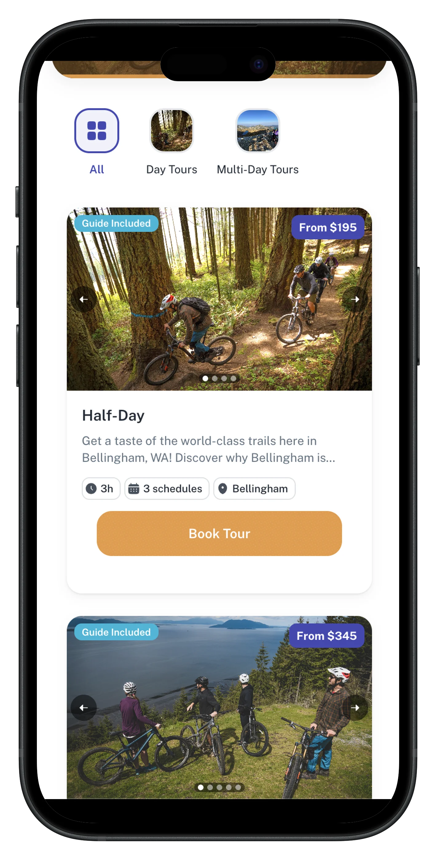 Tour booking checkout on phone