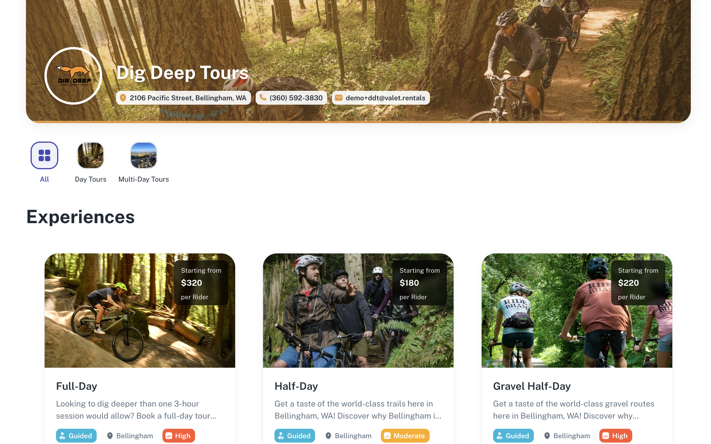 Customer tour catalog view