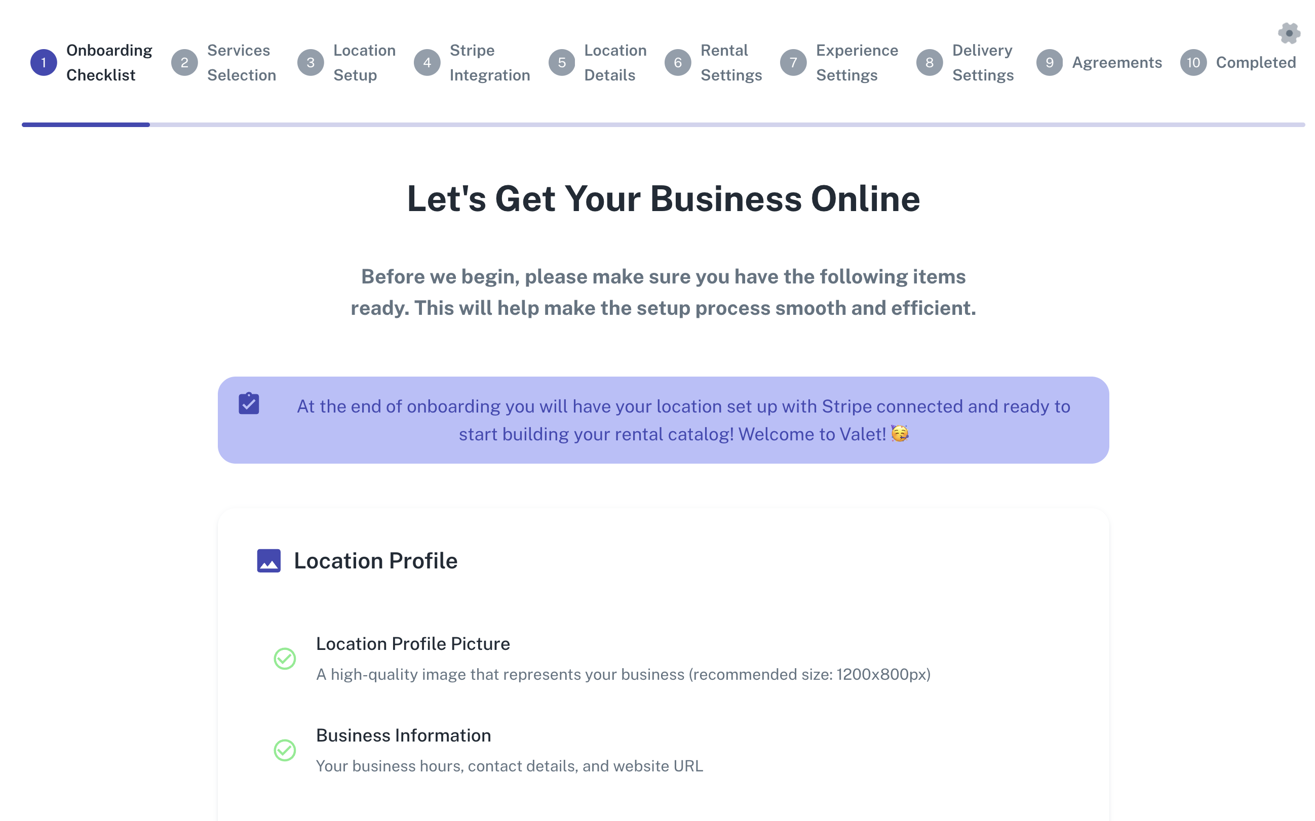 Onboarding checklist