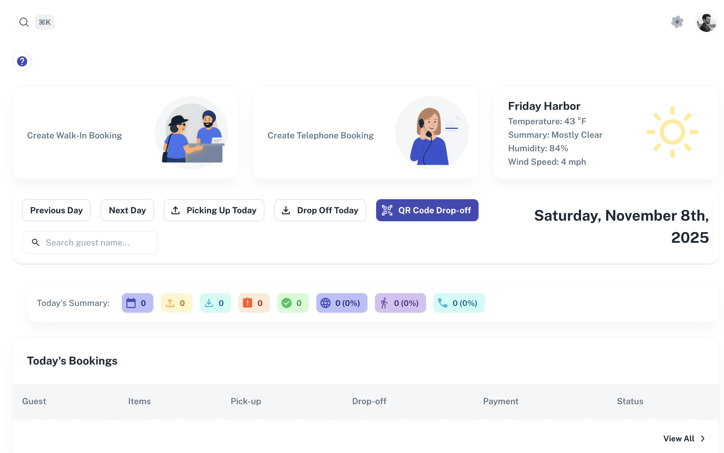 Valet Dashboard Preview